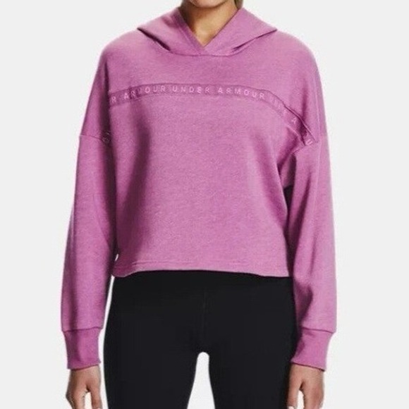 Under Armour Women's UA Taped Fleece Hoodie Size SMALL Polar Purple - Picture 12 of 13